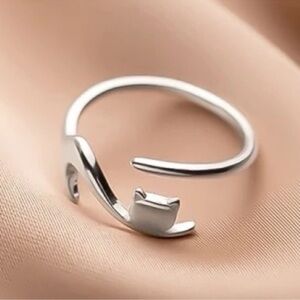 Ring 925 Silver Cat Ring, Silver Kitty Ring, High Quality Adjustable Cat Ring